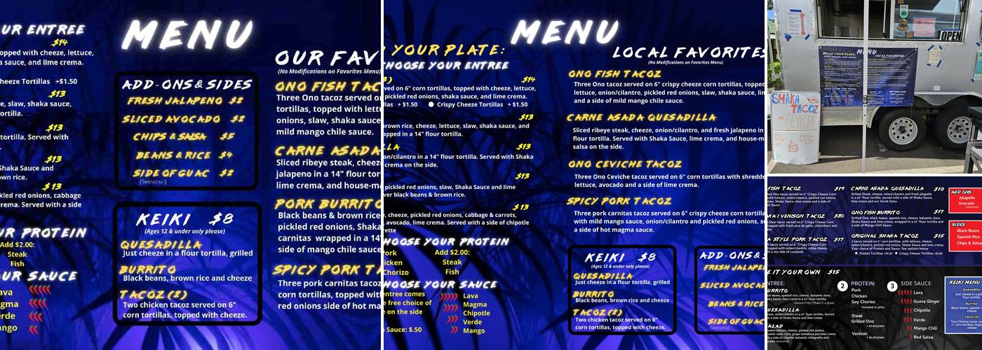 Shaka Tacoz Menu