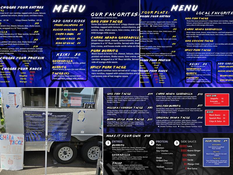 Shaka Tacoz Menu