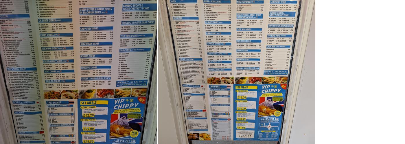 Yip's Chippy Menu