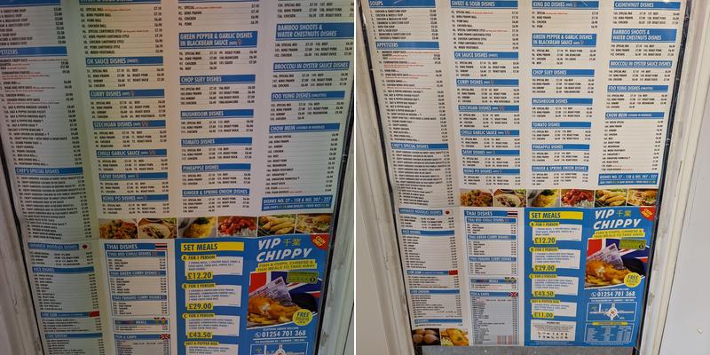 Yip's Chippy Menu