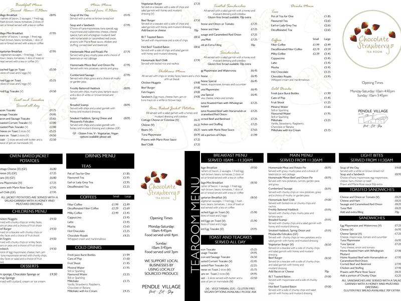 Pendle Village Mill Menu