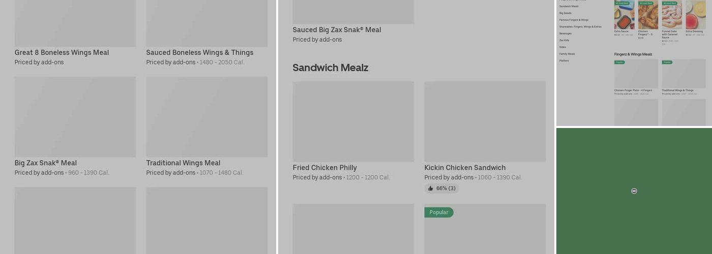 Zaxbys Chicken Fingers & Buffalo Wings Menu