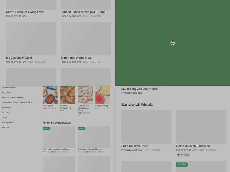 Zaxbys Chicken Fingers & Buffalo Wings Menu