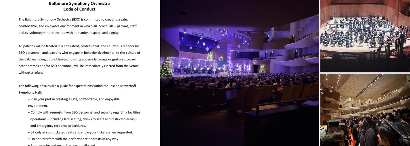 Joseph Meyerhoff Symphony Hall Menu