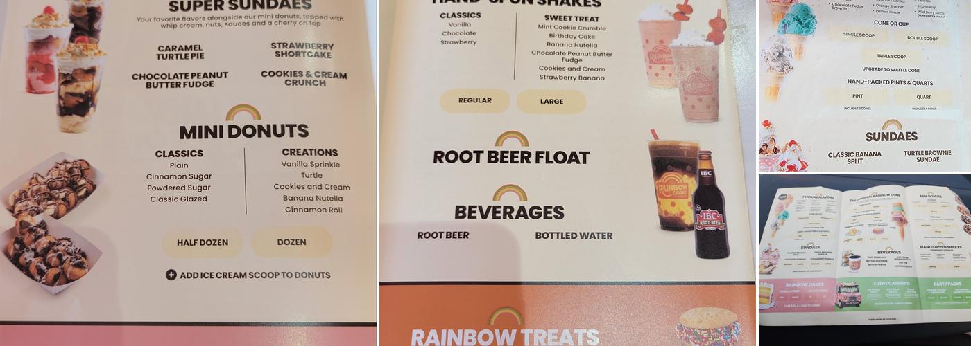 The Original Rainbow Cone Menu