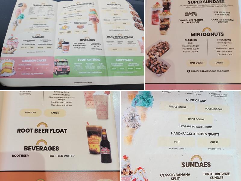 The Original Rainbow Cone Menu