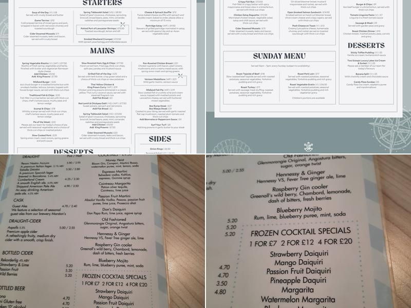 The Midland Hotel Menu