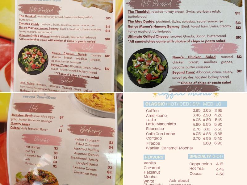 Honey's Main Street Cafe Menu