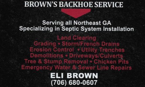Brown's Backhoe & Septic 1 Depot St, Canon Georgia 30520