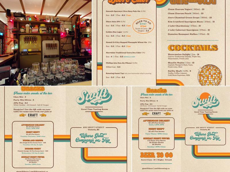 Swift Brewing & Good Time Tasting Room Menu