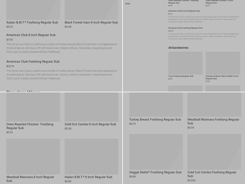 Subway Menu