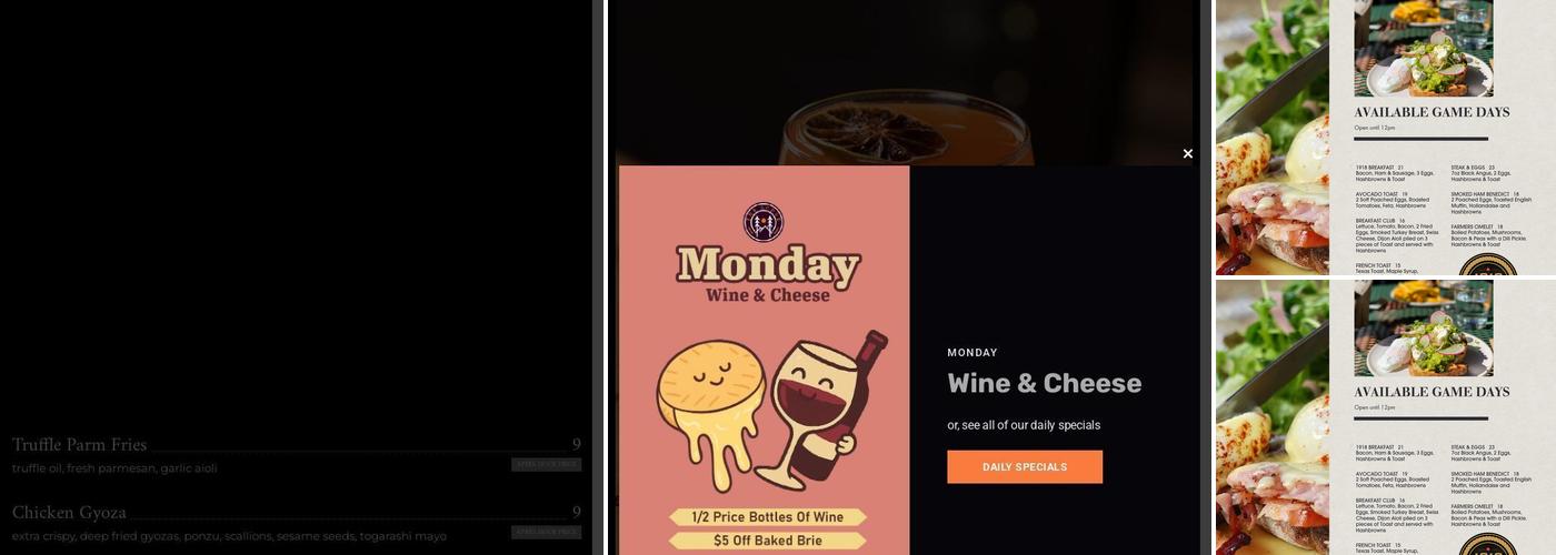 The Lodge at 1918 Menu