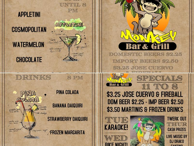 Crazy Monkey Menu