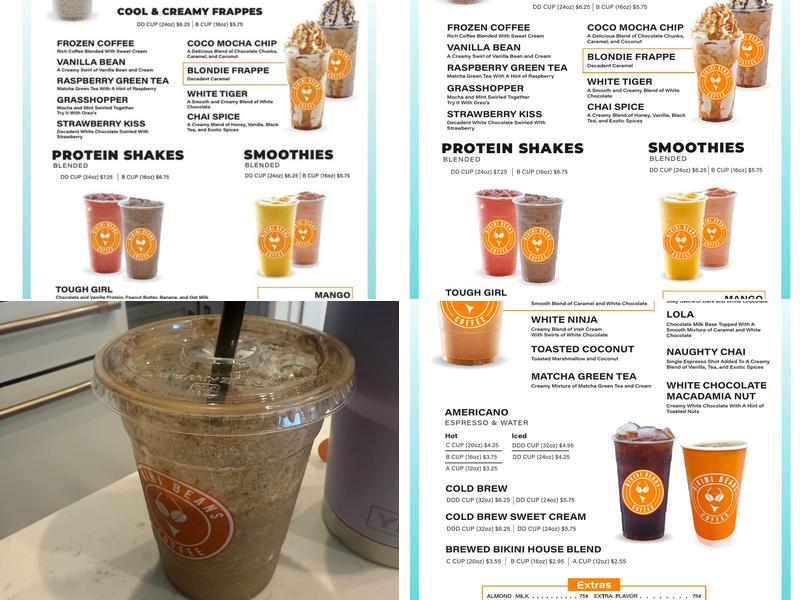 Bikini Beans Coffee Menu