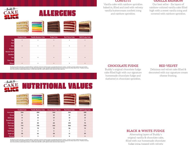 Buddy V's Cake Slice Menu