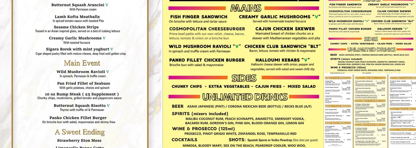 Cosmopolitan Menu