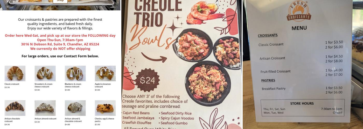 Fresh Croissants Menu