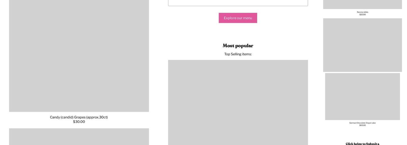 D'Cora's Custom Cakes Menu