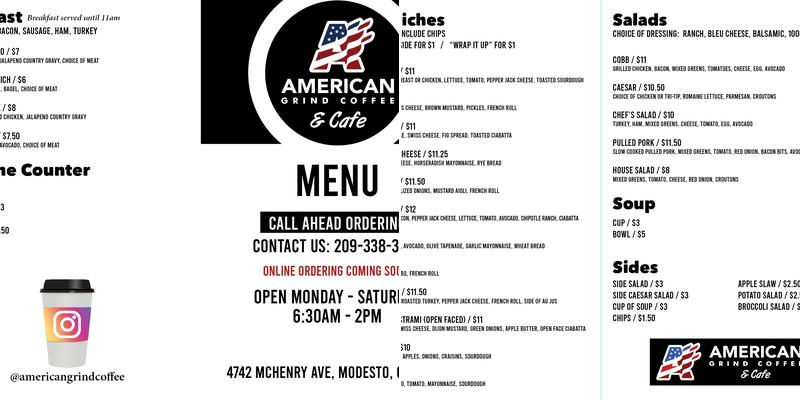 American Grind Coffee and Cafe Menu