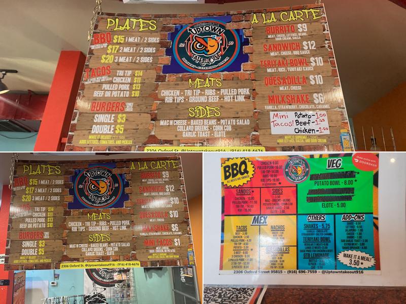 UpTown Takeout Menu