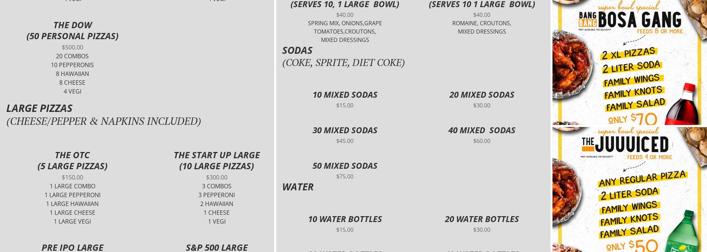 Office Pizza Box Menu