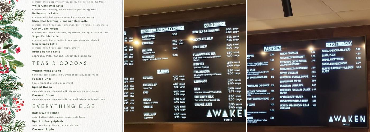Awaken Coffee Menu