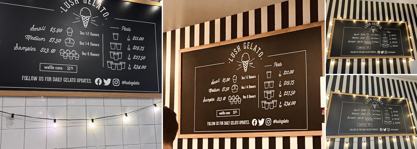 Lush Gelato Menu