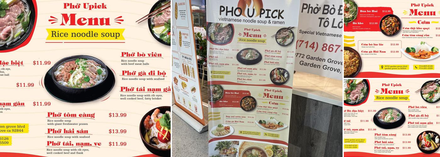 Pho U Pick Menu