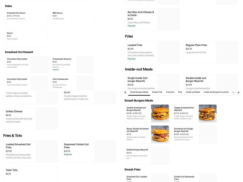 Smashed Out Menu