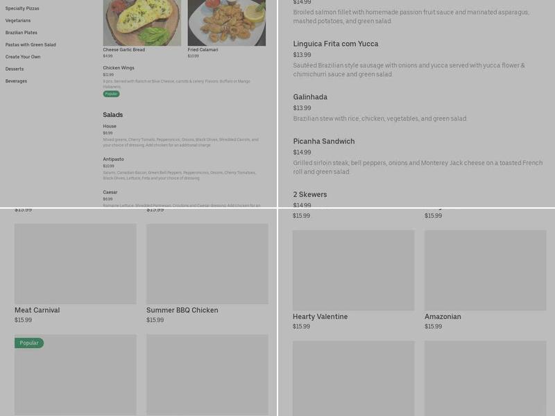 Avenida Brasilia Menu