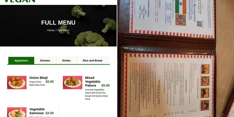 Silverlake Vegan Menu