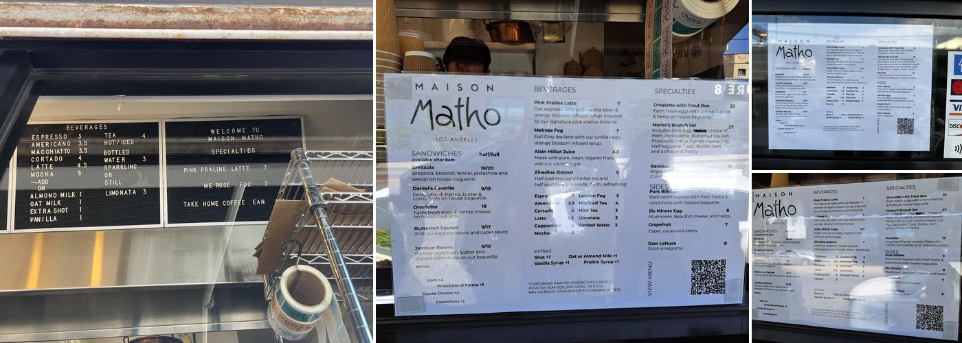 Maison Matho Menu
