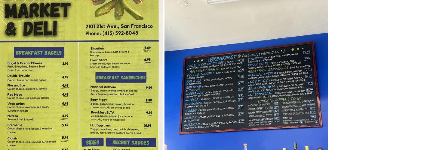 TOMMY'S MARKET & DELI Menu