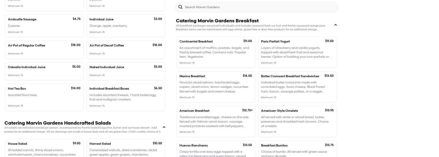 Marvin Gardens Menu