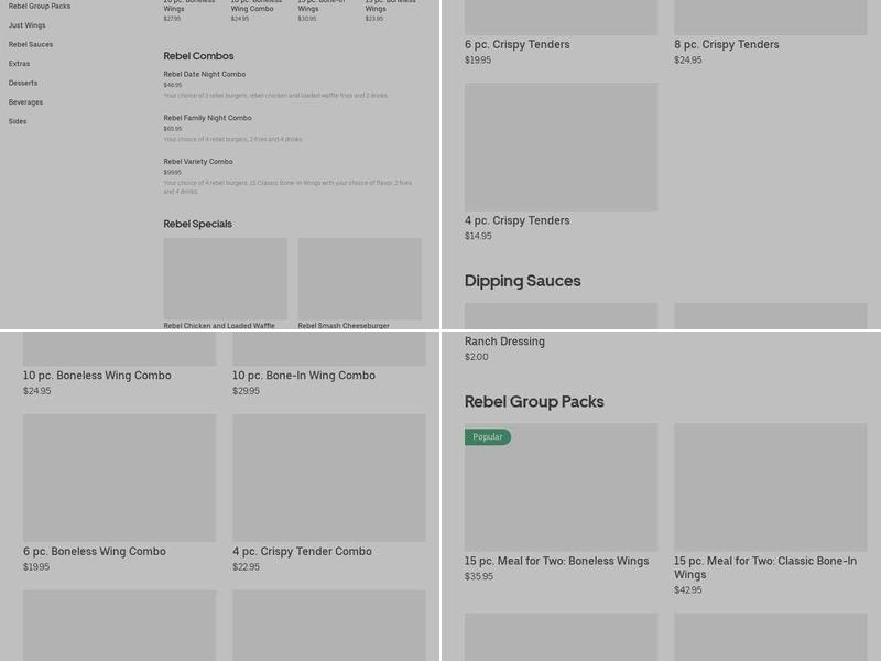 Rebel Wings Menu