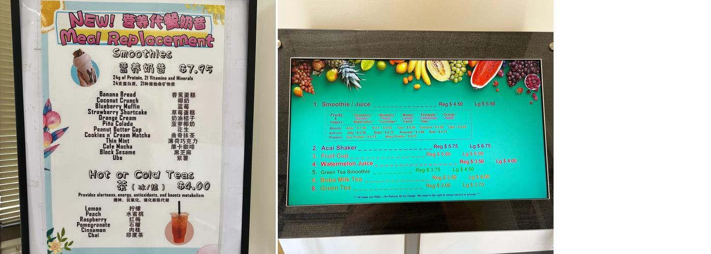 Fruiggies Menu
