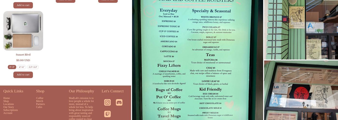 Mad Lab Hollywood Menu