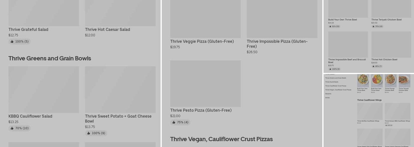 Thrive Kitchen Menu