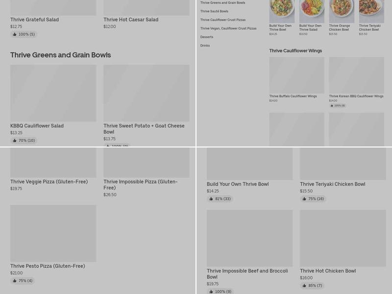 Thrive Kitchen Menu