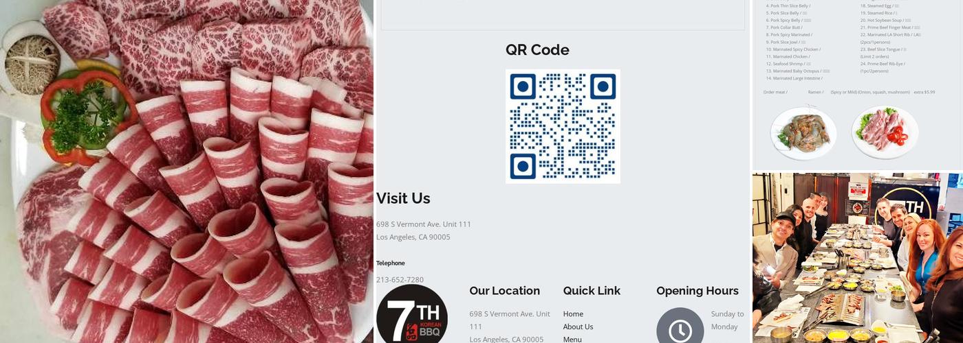 7th Korean BBQ Menu