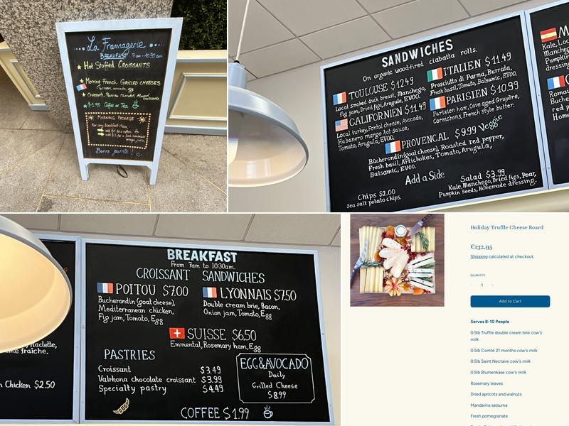 La Fromagerie Cheese Shop Menu