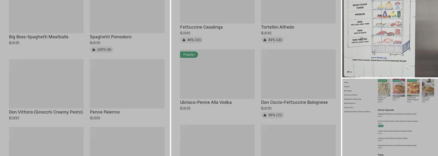 Pasta Mobsters! Menu