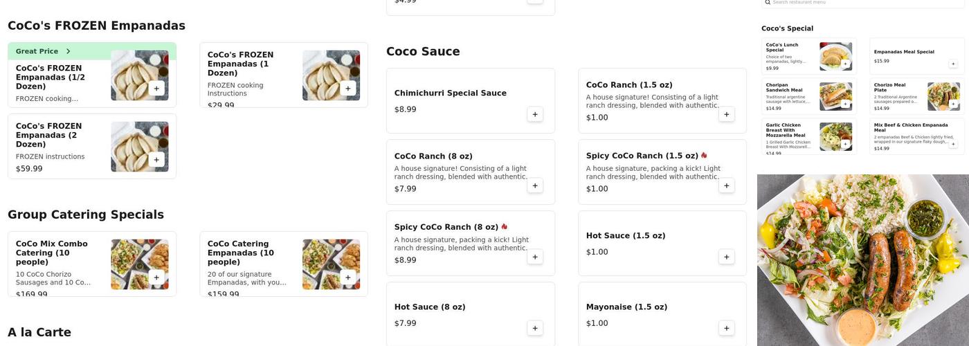Empanadas Coco Menu