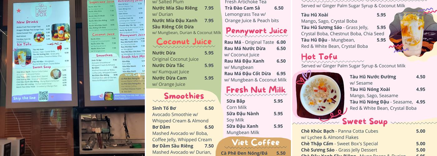 Sweet Box Menu