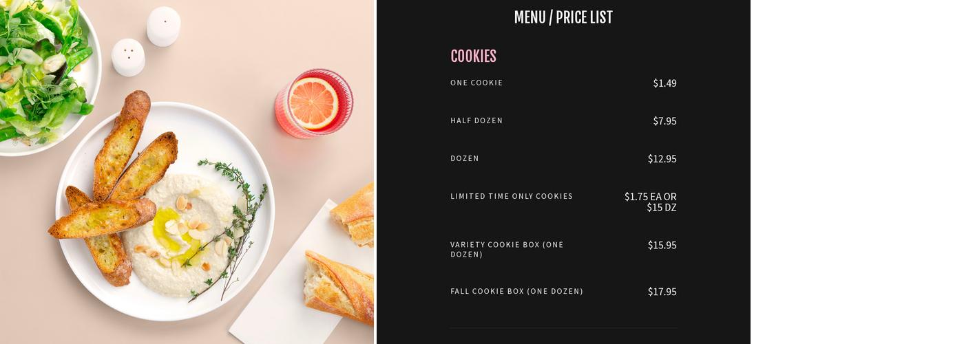 The Cookie Mess Menu