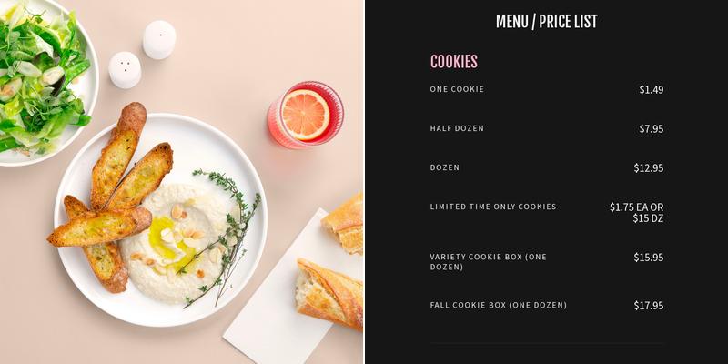The Cookie Mess Menu