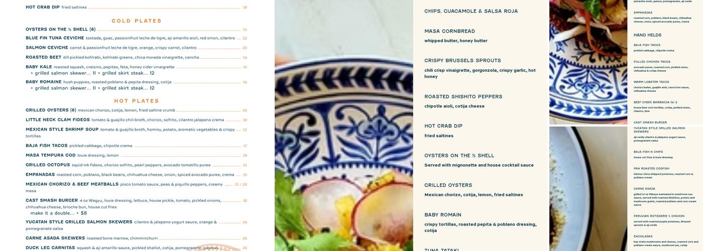 Cast Seaside Bites & Bar Menu