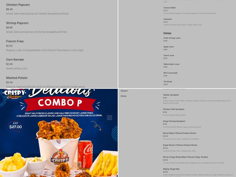 crispy chicken Menu