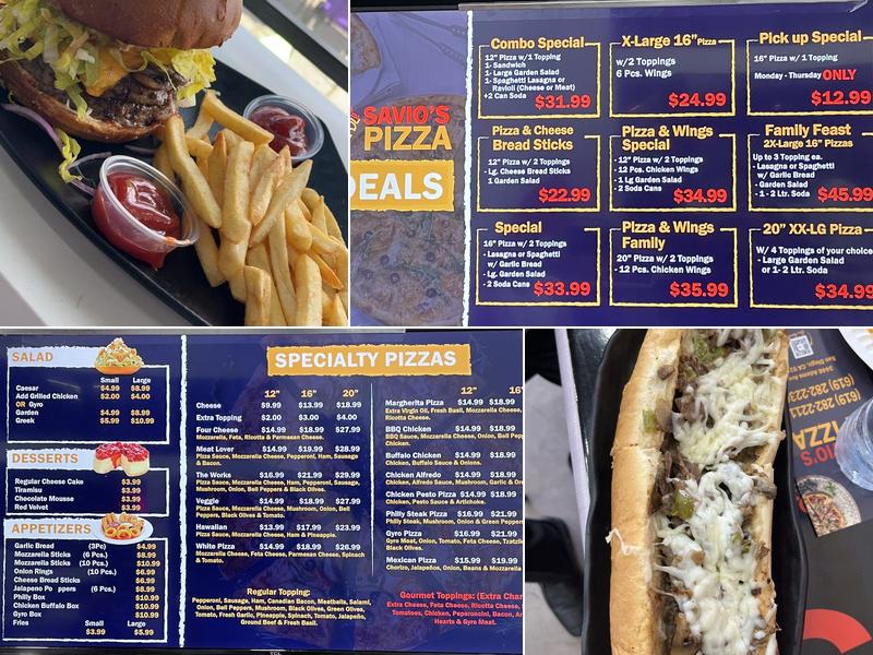 Savio's Pizza Menu