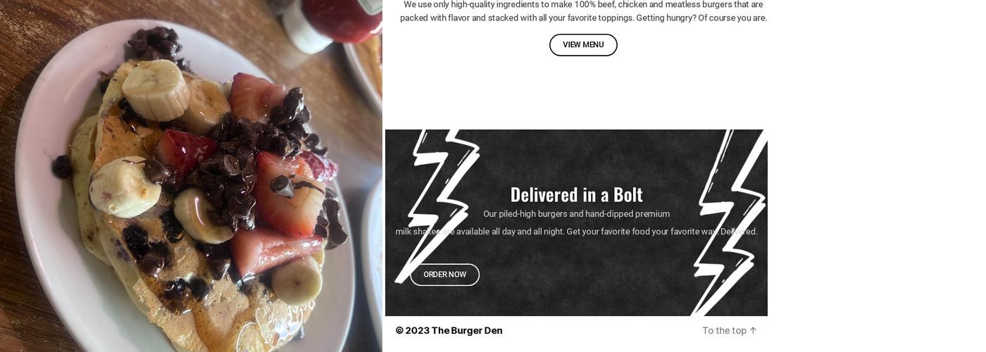 The Burger Den Menu